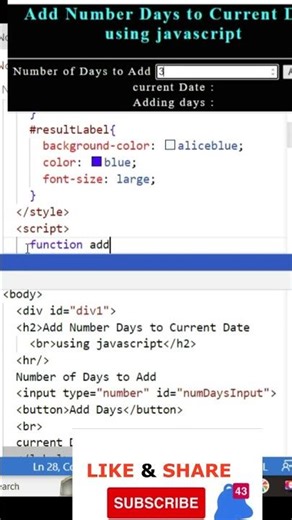 JavaScript Add Number of Days to Current Date #shorts