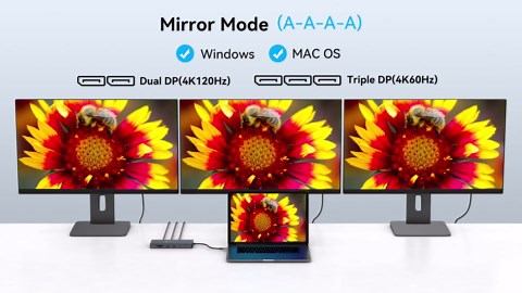 USB C Docking Station 3 Monitors 100W PD 4K120Hz 12 in 1 Thunderbolt to Triple Displayport Docking Station USB C Hub Multiple Adapter, 2xUSB-C 3.2, 2xUSB-A 3.0, SD Card, 1000Mbps Ethernet