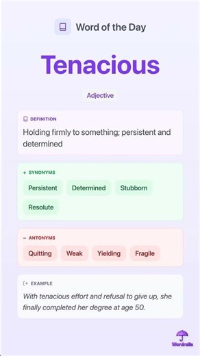 TENACIOUS - Word of the Day | Learn English Vocabulary | Wordrella