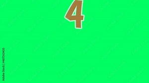 Moving down Cartoon Number 4 four animation green screen.flat design cartoon number drop down animated images 4k