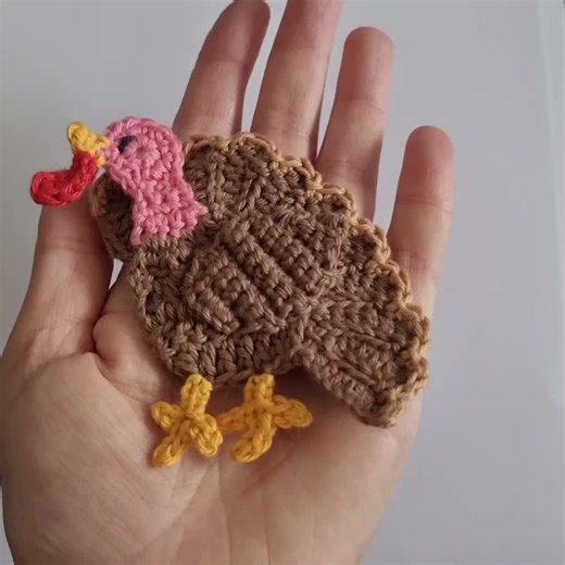 Handmade Crochet Turkey Applique for Seasonal Decor