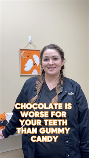 11 reactions | TRICK OR TREAT? Chocolate is actually better for your teeth than gummy candy because it melts quickly and is less likely to stick to your teeth! BUT always remember to always brush your teeth and floss to prevent cavities from sugar. #DentalPartners #TrickorTreat #Halloween #DentalHealth | Dental Partners | Facebook
