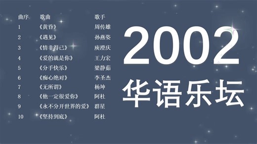 2002华语乐坛十首热门歌曲