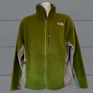 The North Face Full Zip Fleece Jacket Men’s Large Olive Green Gray TKA 100