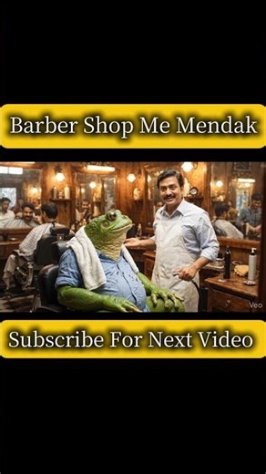 Barber Shop Me Mendak 🐸💇‍♂️😂 #shorts #ytshorts #funnyanimal #funnyfrog #desicomedy #frogcomedy #fun