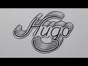 How To Draw Name Hugo / Drawing 3d Calligraphy On Paper / Writing art For Beginners Easy