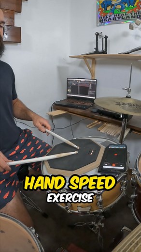 💪 HAND SPEED exercise on the practice pad! Beginner Drum Lesson #drumlessons #drumpad ▶️ If you are looking to quicken up your hands when playing SINGLE STROKE, then add this exercise to your practice pad routine! Set your metronome to a speed which pushes you a bit when playing 16TH NOTES, and play 8th notes at that tempo. As you get comfortable, keep adding sets of four 16th notes to your 8ths, and take as much time in between the sets to recompose if needed. ▶️ As always, when you are learni