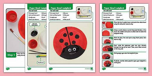 Paper Bowl Ladybird Craft Instructions (Minibeasts)