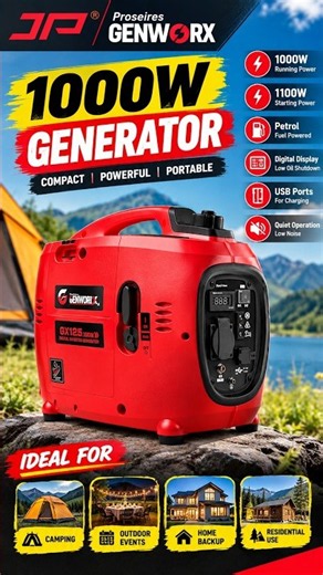 Genworx 1KW Generator Review 🔥 | 1000W Petrol Inverter Generator for Home & Camping