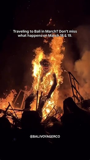Traveling to Bali in March? Save these dates: March 18 & 19. 📅 If your Bali trip falls during this time, you’ll witness one of the most unique traditions in the world. March 18 — Ogoh-Ogoh Night The streets across Bali fill with giant demon statues called Ogoh-Ogoh. These massive statues are handcrafted by local villages and represent negative spirits or evil energy. On the night before the Balinese New Year, they are carried through the streets with music, drums, and huge crowds. You’ll see fi