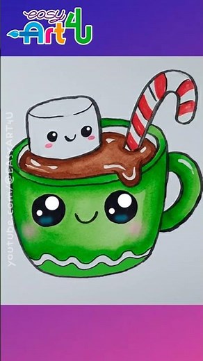 Drawing a cute hot chocolate mug ☕✨ Watch the full tutorial! #shorts #drawingtutorial #draw
