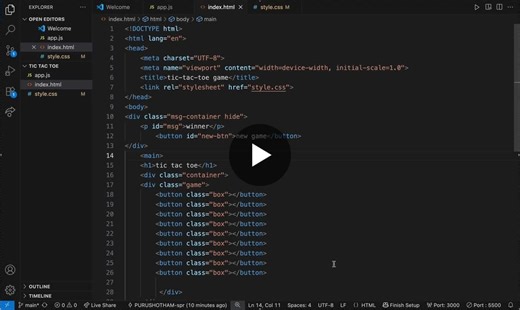 TASK-03:TIC TAC TOE I’m excited to share one of the projects I worked on during my internship at Skill Craft Technology — a fully functional Tic Tac Toe game built using core web… | Purushotham Reddy Shagamreddy