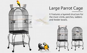 Watch Yaheetech Dome Top Bird Cage with Stand for Midium Sized Parrots on Amazon Live