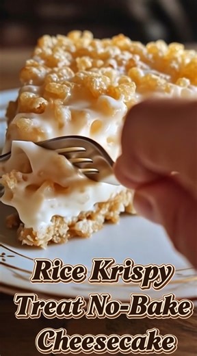 Rice Krispy Treat No-Bake Cheesecake 🍰✨ This Rice Krispy Treat No-Bake Cheesecake is pure nostalgia meets bakery-style indulgence. Buttery, crunchy Rice Krispy crust, thick and creamy no-bake cheesecake, and a golden cereal topping that snaps when you bite in 😍 Save this one for later, share it with a cheesecake lover, or tag the friend who always brings dessert! Yield: 9 large servings Ingredients: Rice Krispy Crust 4 cups Rice Krispies cereal 4 tbsp unsalted butter 10 oz mini marshmallows No