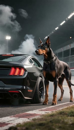 Black Car Meets Giant Dobermann — The Most Powerful Duo on Earth! #dog #viralshort