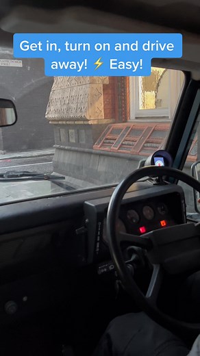 Land Rover EV conversion. Get in, turn on, drive away. Easy!!! #electric #car #landrover #electriclandrover #landroverdefender #defender #ev #london #rainy #4x4 #ev #cool #evconversion