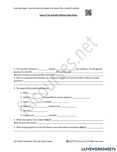 The Scientific Method Video Notes