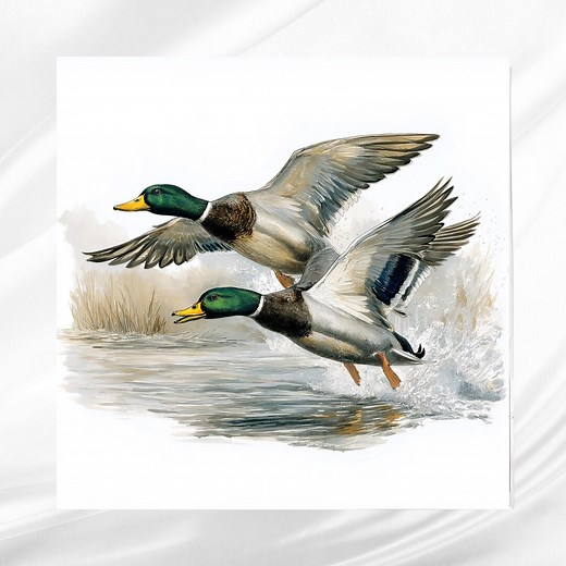 Flying Mallard Duck Fabric Panel: Quilt Block for Sewing Projects - Etsy