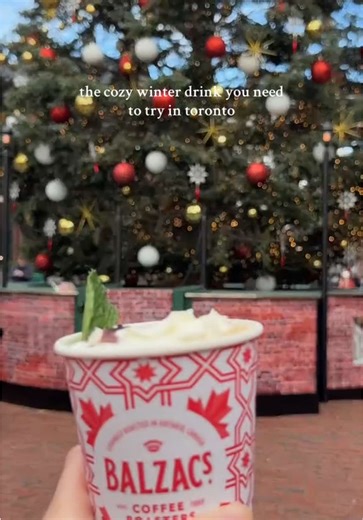 the winter drink everyone is talking about in toronto ❄️☕️ now pouring at the distillery district a festive peppermint mocha with a chocolate mint protein twist made with premier protein and balzac’s coffee.🎄 #thingstodointoronto #torontothingstodo #torontoactivities