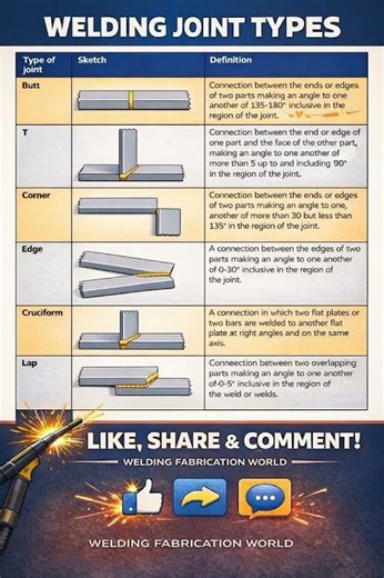 🔩 Welding Joint Types – Explained Simply #Welding #WeldingJoints #Fabrication #WeldersLife