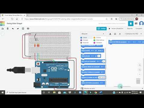 TINKERCAD Controlando un LED RGB de varios colores.