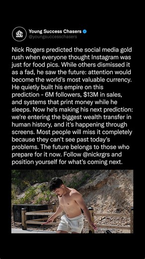 Young Success Chasers on Instagram: "follow @nickrgrs to learn how he's printing cash from social media"