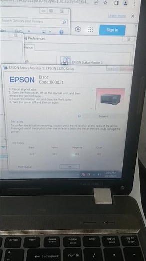 Epson printer all lights blinking problem Epson printer error code 000031 solution #sort #shortsfeed