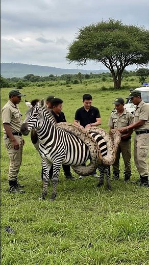 "Python's Prey: Zebra Caught in a Deadly Embrace"