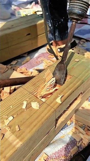 How to Carve Precise Mortise Joints with a Spade Bit #woodworking #carpentry #shorts