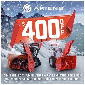 16 reactions | Limited Time Offer: Save $400 now on select Sno-Thro® units! Call or visit Cycles 128 today for more information. Save $400 on the Professional Mountaineering Edition™ and Platinum 90th Anniversary Limited Edition Sno-Thro® today. | Ariens | Facebook