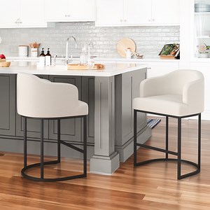 Dycanpo Bar Stools Counter Chairs with Back Sets of 2 Modern Counter Stools for Home Kitchen Beige
