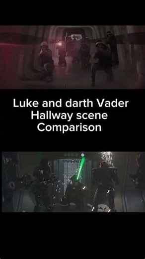 Luke skywalker and darth Vader hallway scene ￼comparison