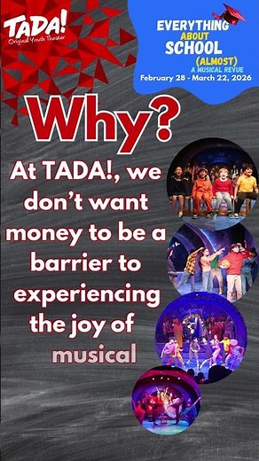 TADA! offers Pay-What-You -Can Tickets to all original musical performances #musical #youththeater