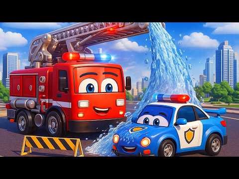Epic Water Rescue with Fire Truck & Police Car! 🌊🚓 | Epic City Rescue | Vehicles Adventure Animation