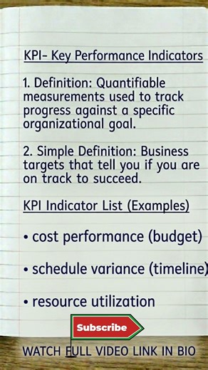 What is meant by KPI in Project Management In Telugu | KPI | Key Performance Indicator | PMP Basics