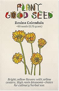 Plant Good Seed Organic Resina Calendula Flower Seeds for Planting: High Resin Content, Yellow Blossoms - 60 Seed Packet