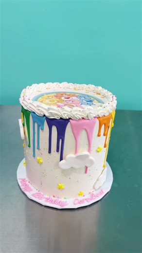 HOW CUTE IS THIS CARE BEARS CAKE! #cake #art #rainbow #carebears #art