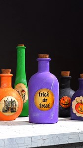 3.3K views · 37 reactions | Create a witchy apothecary of potions and spells for your Halloween decor! Upcycle your used glass bottles and give them a spooky makeover with Mod Podge and FolkArt Acrylic Paint. Visit plaidonline.com to find FREE printables and supplies. | Plaid Crafts | Facebook