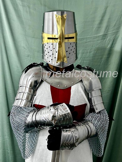 Medieval Knight Templar Crusader Costume – Full Armor Set With Chainmail & Tunic for Cosplay - Etsy