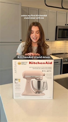 unbox my new feather pink kitchenaid stand mixer 💞🤭 #kitchenaidmixer #baking #asmr #unboxing