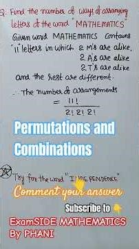 #permutations #find the number of ways of arranging the letters of the word MATHEMATICS