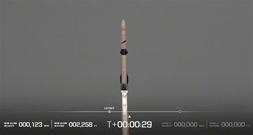 In a first, Blue Origin uses a recycled rocket to send a satellite into orbit — unfortunately, it’s the wrong orbit