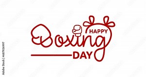 Happy Boxing Day text animation with alpha channel. Handwritten text calligraphy in 4 clips of different colors. Great for promotion and events. Transparent background, easy to put into any video