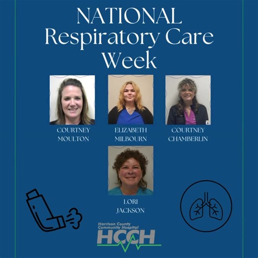 It’s National Respiratory Care Week! 💙 We’re proud to celebrate our Cardio-Pulmonary team for the vital role they play in helping patients breathe easier — from lifesaving care in emergencies to ongoing respiratory support close to home. Thank you for all you do, every day! | Harrison County Community Hospital