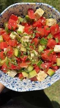WATERMELON, FETA, CUCUMBER, AND MINT SALAD WITH ZAATAR VINAIGRETTE
