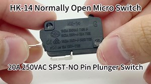 HK-14 Normally Open Micro Switch (Black 4-Pack), 16A 125/250V AC SPST-NO Pin Plunger Basic Switch, Compatible with Honeywell V7-1S37D13 for PowerXL Air Fryer Basket & Shark Vacuum Roller Brush Repair