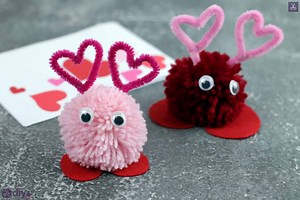 DIY Pom Pom Valentine's Day Craft Monsters