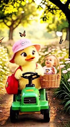 Yellow Duck rescues a baby and the fox in the Meadow! Happy Duck song for kids, little duck Little