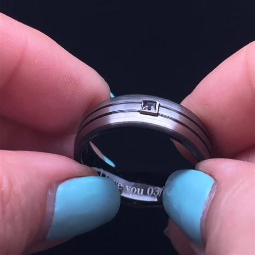 Tungsten Ring With Princess Cut Alexandrite Gem Grooved Comfort Fit Two Tone Black - Etsy