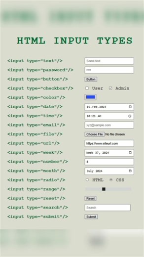 HTML input types #html #beginner #tips #easyhtml